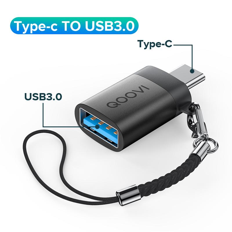 QOOVI USB 3.0 auf USB Typ C OTG Adapter USB C Stecker auf USB Buchse Konverter für MacBook Pro Samsung Xiaomi USB-C OTG Stecker USB A to mirco USB schwarz