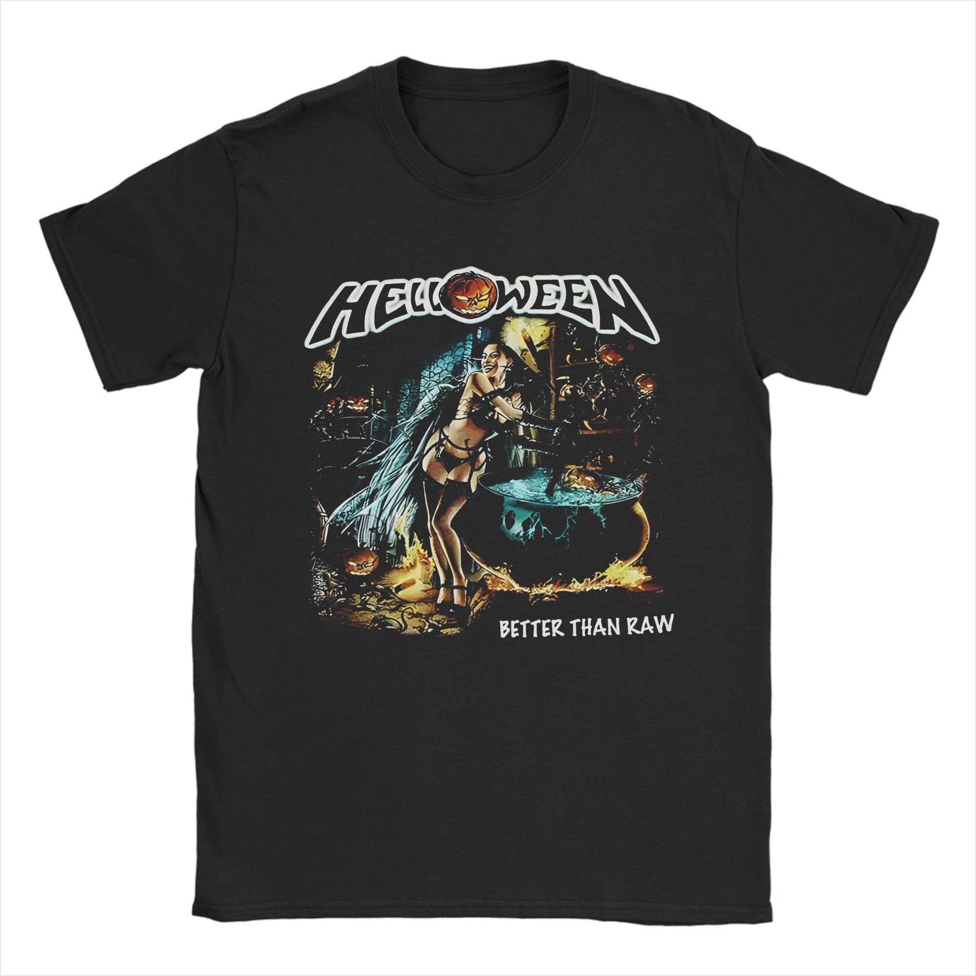 Heavy Metal Helloween Band Herren T-Shirts Deutscher Power Rock T-Shirt Kurzarm Rundhals T-Shirt 100% Baumwolle Geschenkidee Kleidung XXXXL schwarz