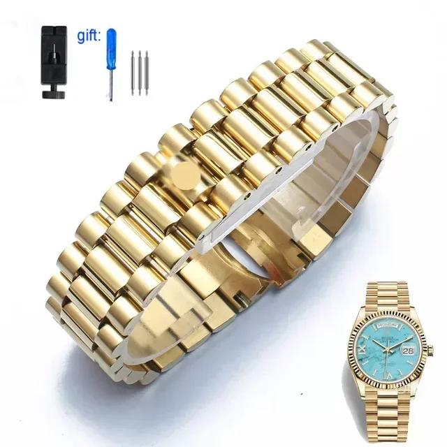 Armbänder für Rolex DATEJUST DAY-DATE OYSTERPERTUAL DATE Edelstahl-Uhrenzubehör Armband 17mm 20mm 21mm Uhrarmband 20mm beige