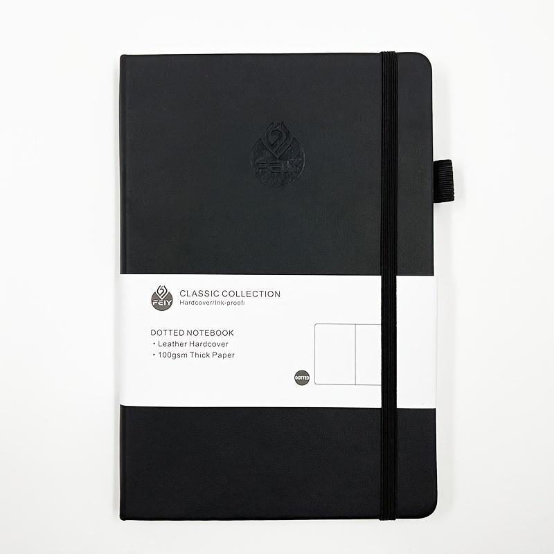 1-teiliges Notizbuch mit Punkten, A5-Tagebuch mit Hardcover aus Kunstleder, 224 Seiten nummeriertes Schreibjournal, 100 g/m² durchblutungsfreies Papier, Notizbuch mit Punkten schwarz