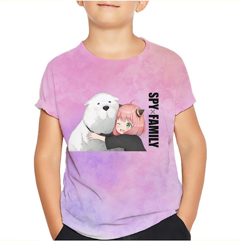 Spy x Familie T-Shirt Cartoon T-Shirts für Jungen Mädchen Lustiges T-Shirt Kinderkleidung Grafik T-Shirts Kinderkleidung 150 elfenbein