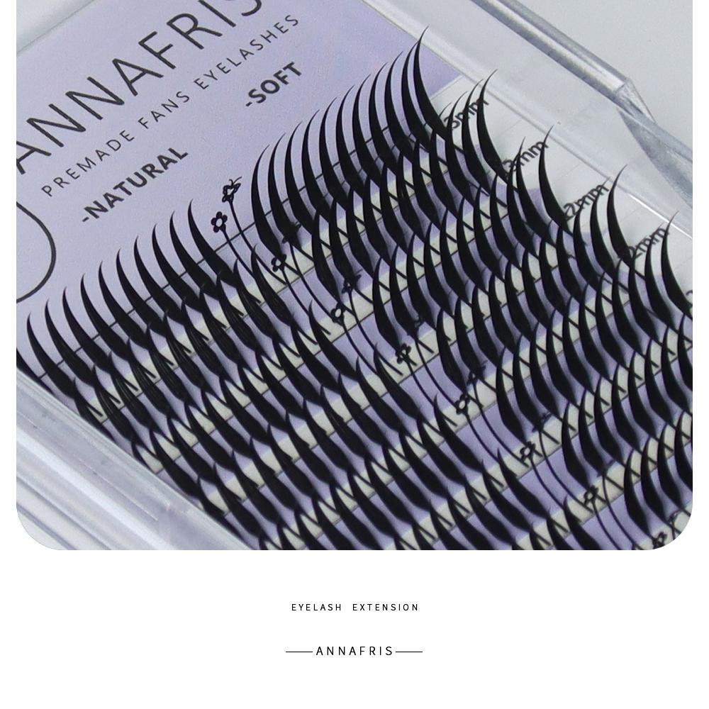 ANNAFRIS Anime Comic Spire Wimpernverlängerung Vorgefertigte Fächer Natürliches Kaschmir Manga Falsche Wimper Natürliche Weiche Federform Pteris Wimper Fox Spire 0.07mmD9-13Mix schwarz