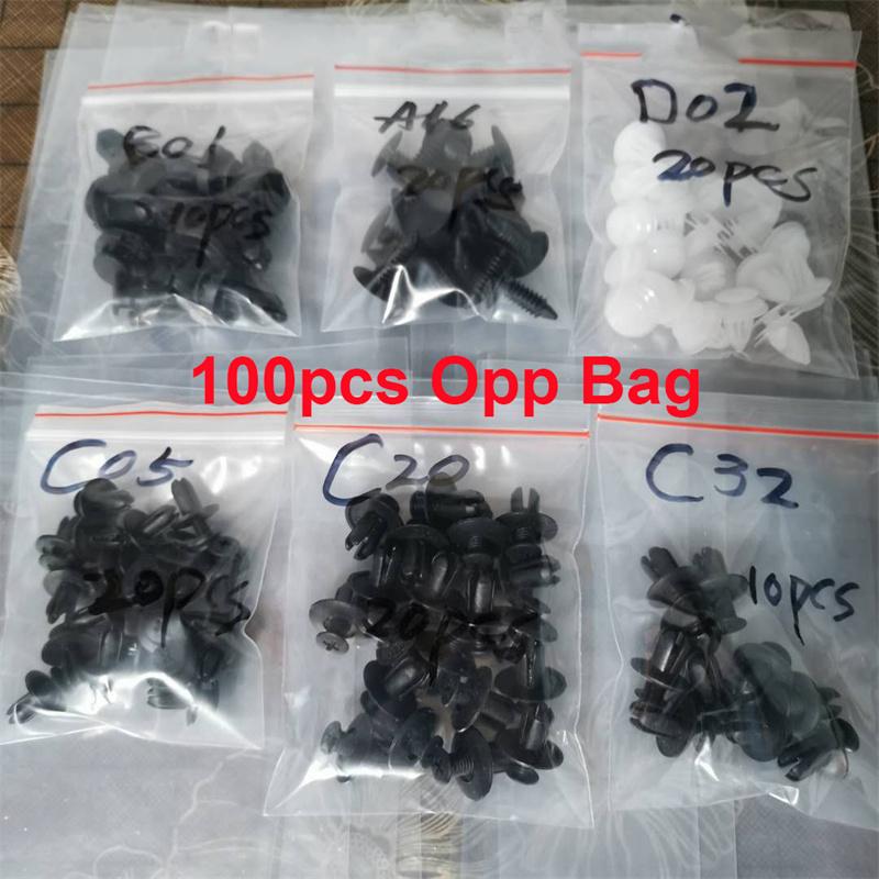 100 stücke Mixed Auto Fastener Clip Auto Körper Push Retainer Pin Niet Stoßstange Tür Trim Panel Retainer Fastener Kit auto Zubehör 100pcs-OPP Bag