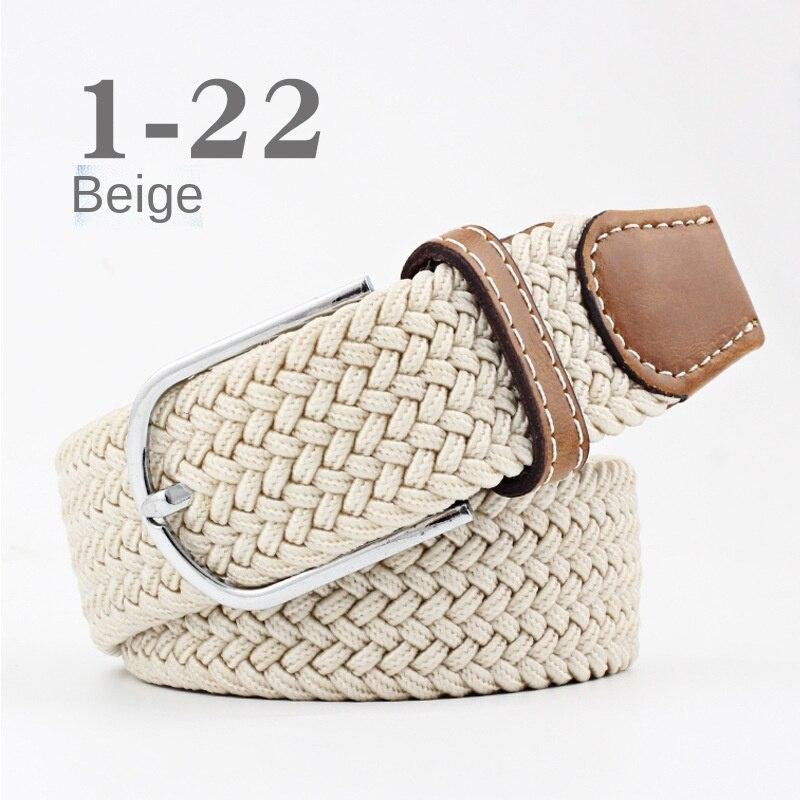 2024 neue Mode Hohe Qualität Explosive frauen Leinwand Gürtel männer Elastische Gürtel Casual Stretch Woven Pin Schnalle Gürtel beige