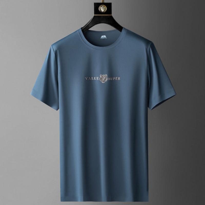 Herren Kurzarm T-Shirts für junge und mittelalte Männer, neue Sommer-Mode, lässige Eisseide Kurzarm T-Shirts L