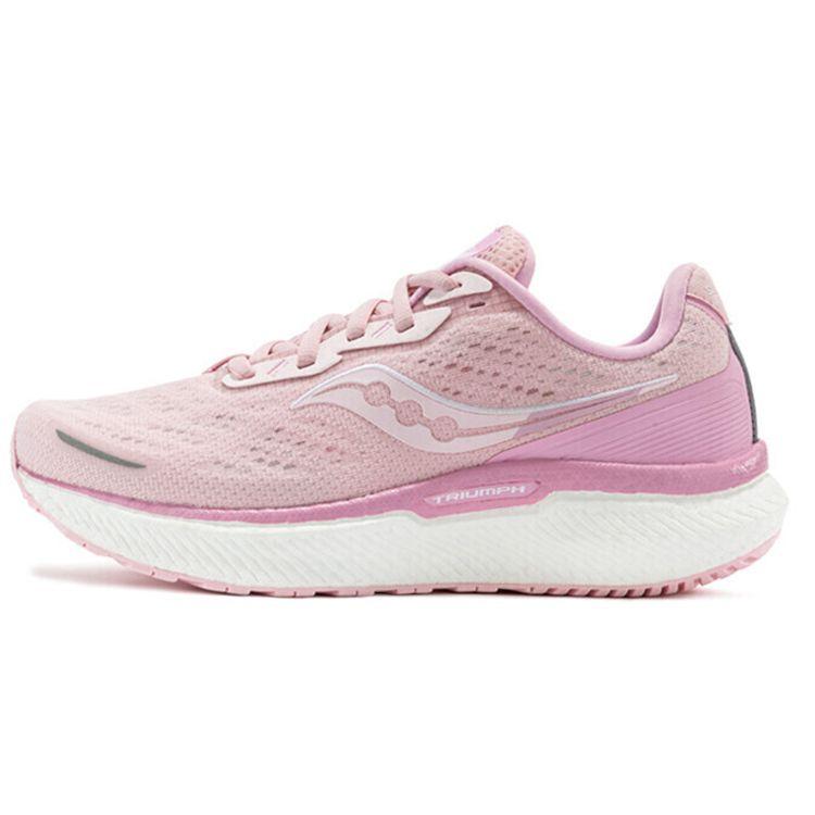 Saucony Triumph 19 Bequeme Sportdämpfung Langlebig Atmungsaktiv Stützend Low-Top Trainings-Laufschuhe Unisex Laufschuhe Rosa Weiß S20678-100 37.5