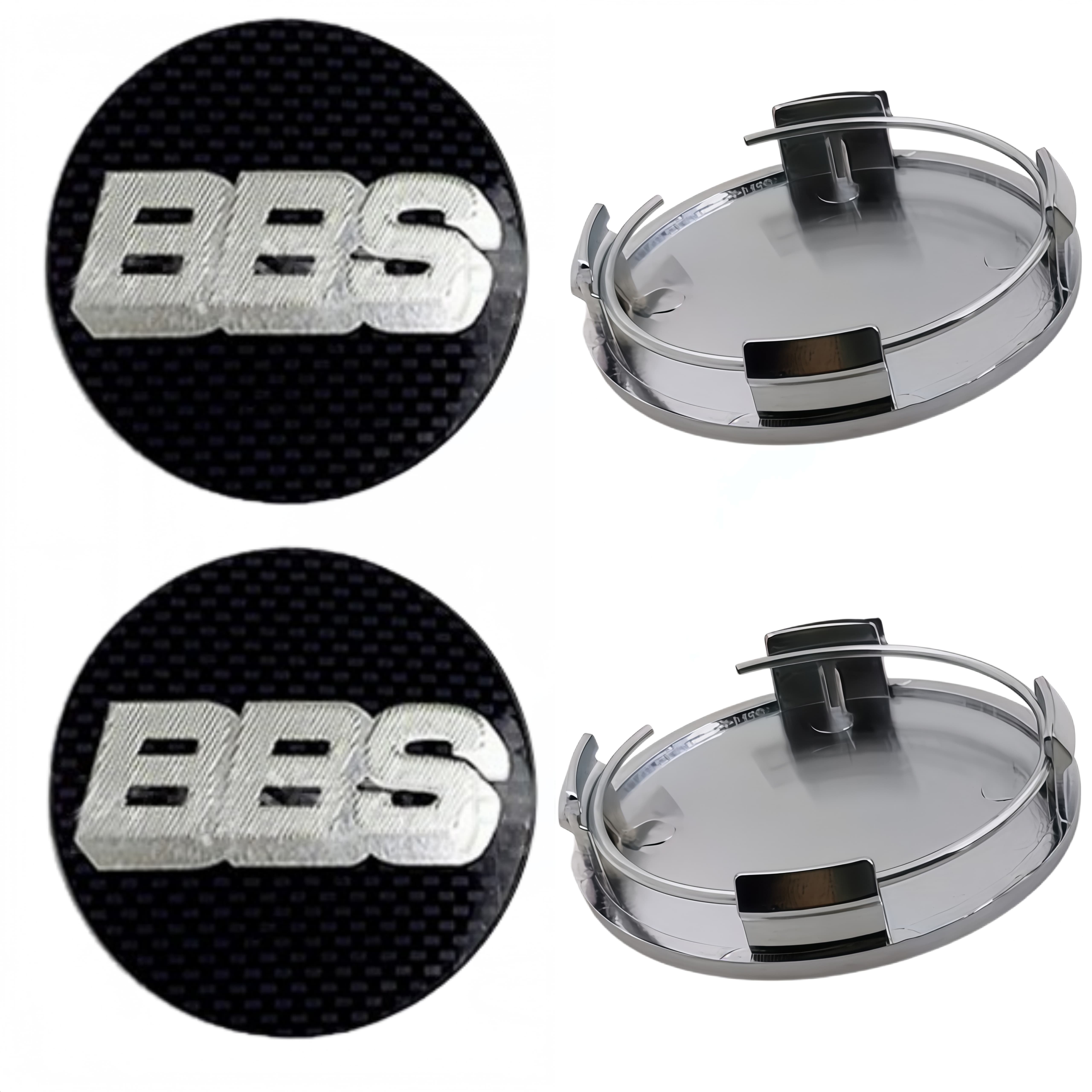 4 Stück 65mm BBS Logo Emblem Plakette Auto Radnabendeckel Räder Radkappen Auto Nabenfelgenabdeckung Ersatz Auto Zubehör Grid Black Silver silber