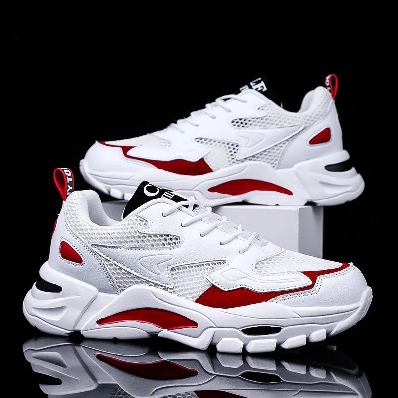 Mode Mesh Herren Sneakers weiße Sommer Plateau Sneakers Stilvolle Schnürsneaker Atmungsaktive Herren Tenis Schuhe Herren Sportschuhe 39