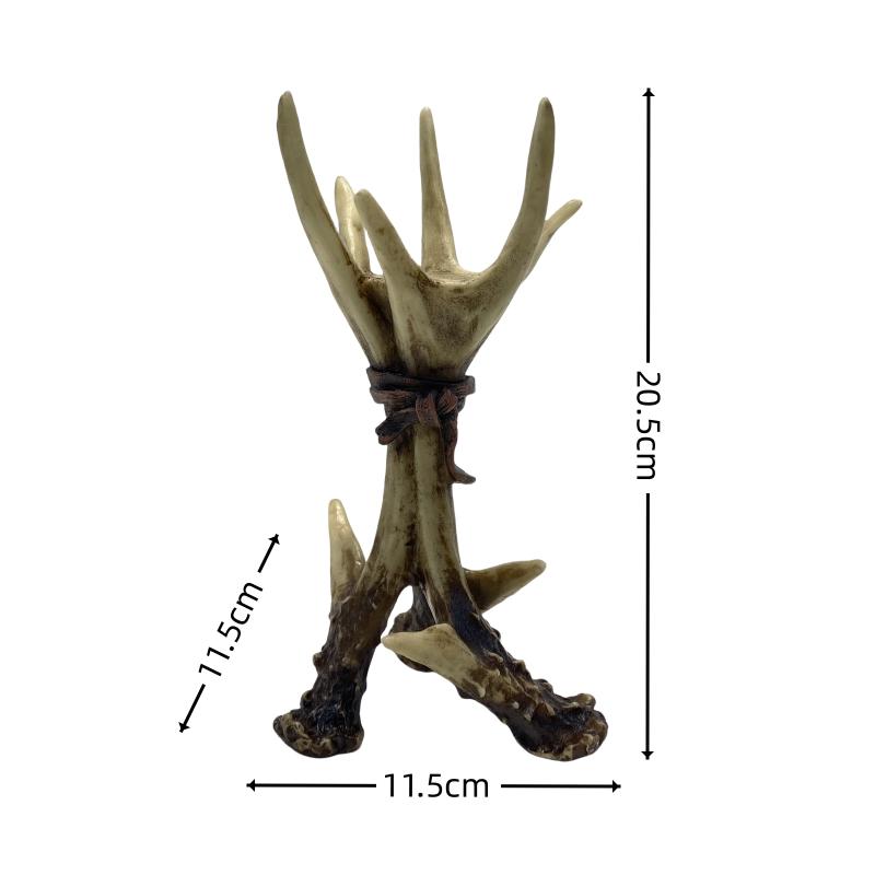 Vintage Geweih Kerzenständer Harz Tier Kerzenhalter Geweih Hirsch Statue Heimdeko Wohnzimmer Kamin Weihnachtsdekoration licht grau