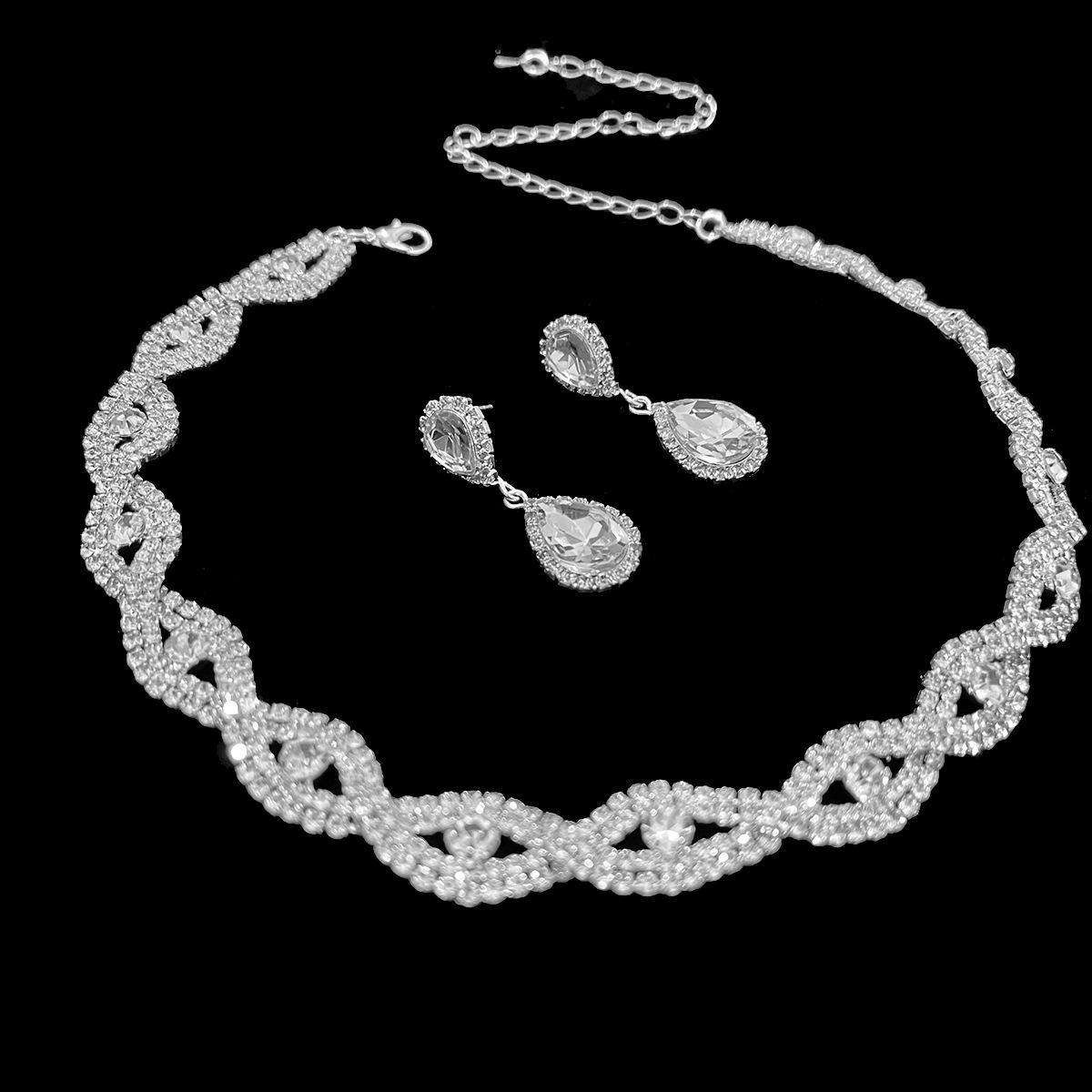 Original Twist Zirkon Armband und Ohrringe Set Einfache Braut Schmuck Zubehör Hochzeit Bankett Schmuck