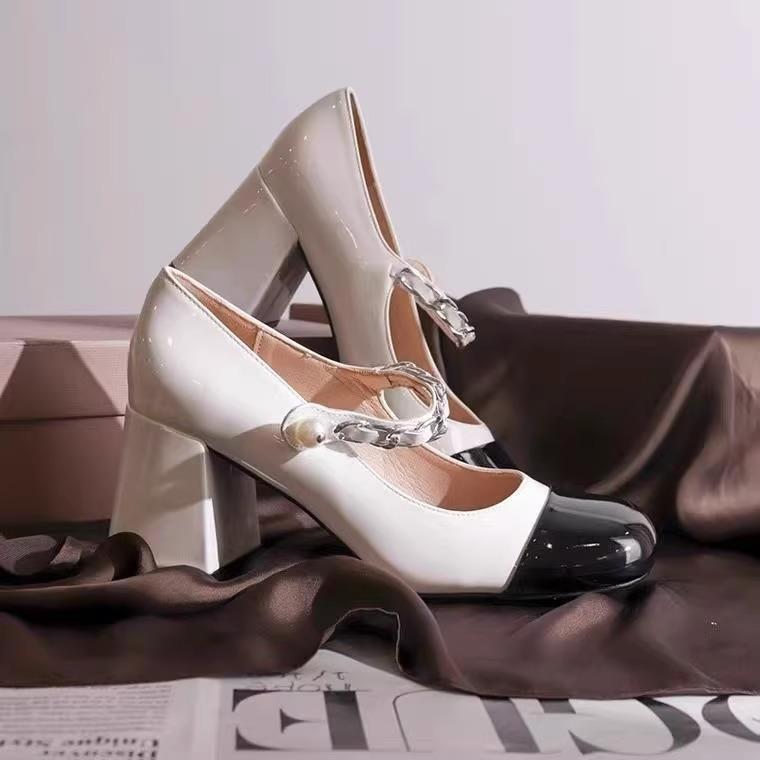 Weiße Plateau-Absätze Damen Mary Jane Schuhe Vintage Mädchen High Heel Plateau Lolita Schuhe Japanischer Stil College Schuhe 34 weiß