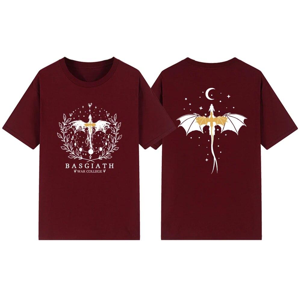 Basgiath War College Doppelseitiges T-Shirt Fourth Wing Shirt Violet Sorrengail T-Shirt Damen T-Shirts Kurzarm Top Bookish T-Shirt L bordeaux
