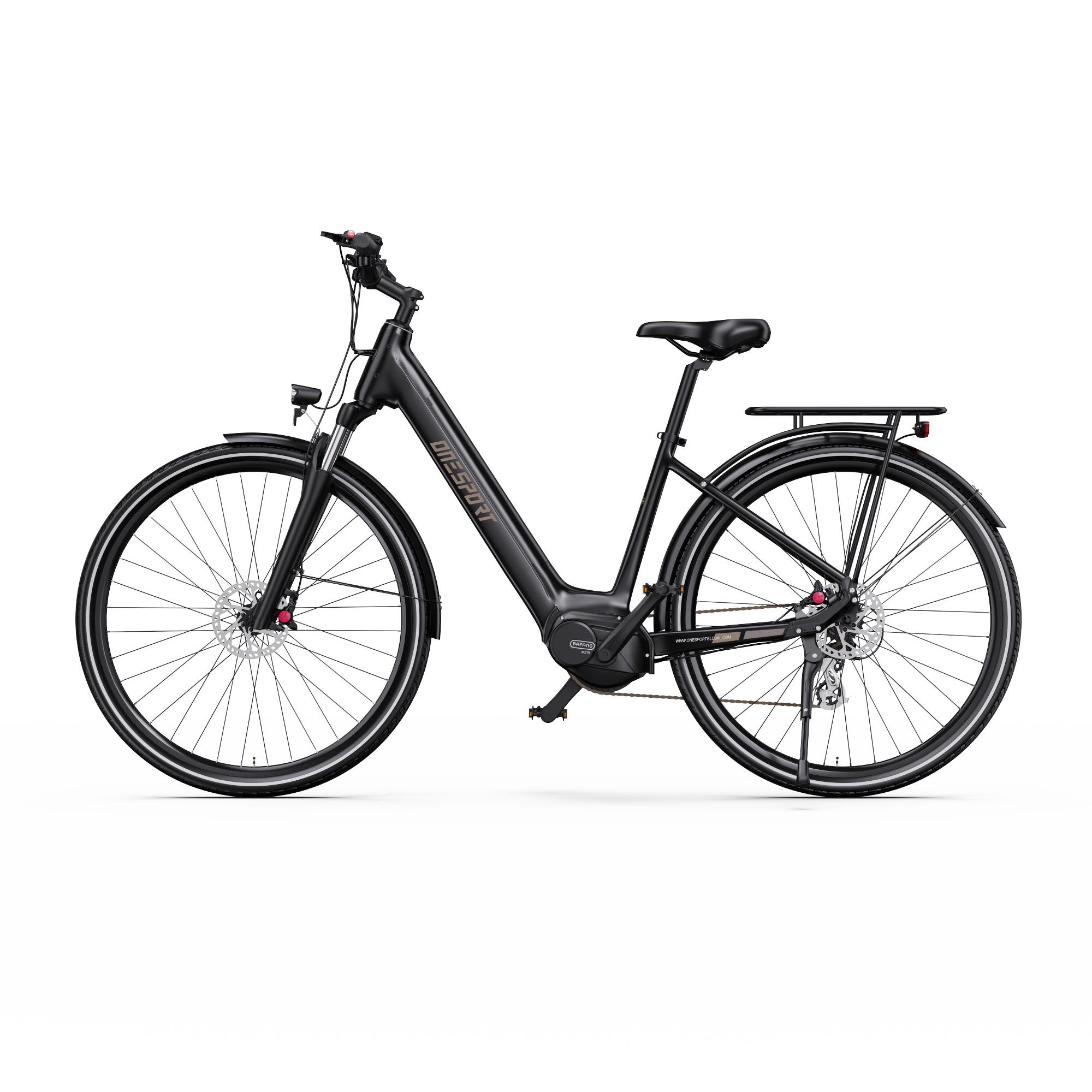 ONESPORT OT07 Bafang Mittelmotor E-Bike 250W Motor, Max. Drehmoment 80Nm, 36V14Ah Akku, Hydraulische Ölbremsen, Federgabel, LCD-Display schwarz