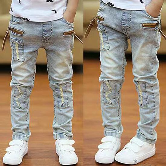 Kinder Hosen Große Jungen Stretch Joker Jeans 2020 Frühling Kinder Bleistift Leggings Herbst Denim Kleidung Fo 160 hellblaue