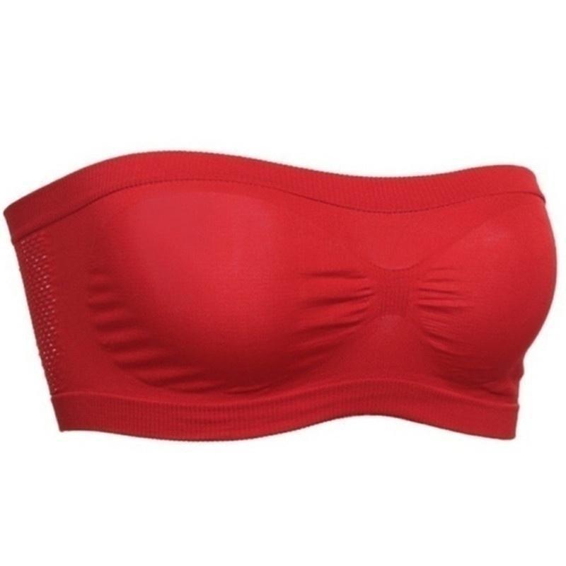 Damen Tube Top Trägerloser Bandeau-BH Unterwäsche Damen Bralette Nahtlose trägerlose Tops Hohl umwickelte Brust-BHs 4XL rot