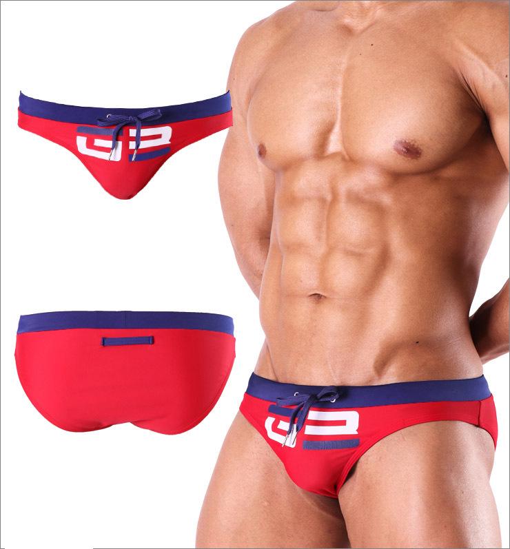 Herren Colorblock Dreieck Badehose - Modische Strand Bikini Badehose L rot