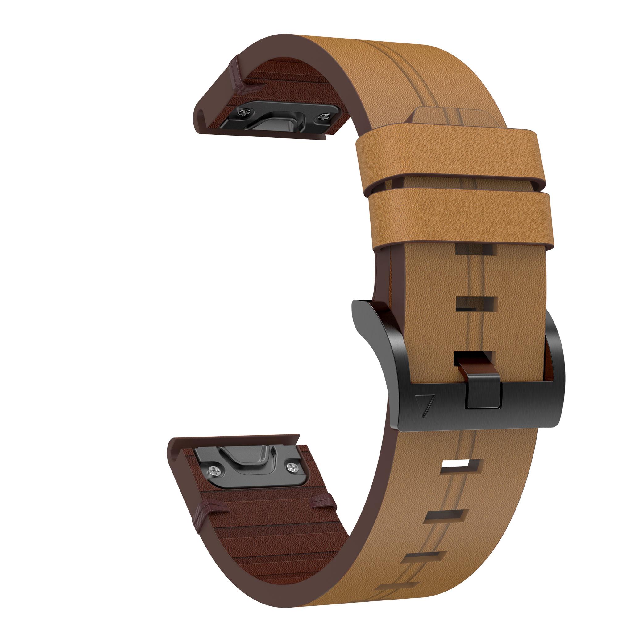 Für Garmin Fenix 7 7X 7S 5 5X Plus 5S 6 6X Pro Smart Watch Lederarmband Armband Armband 20 22 26mm Quick Fit Armband Strap 26mm Fenix 5X 6X Pro hellbraune