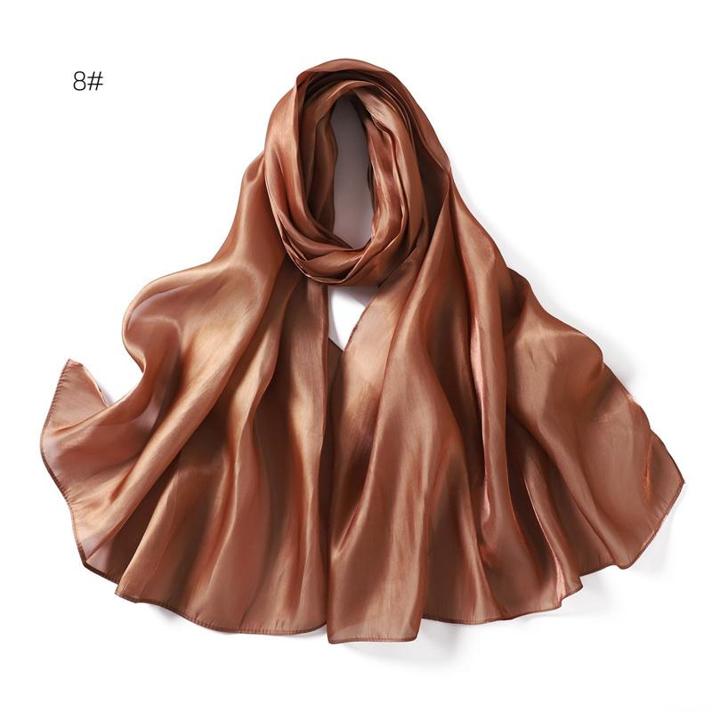 Neu Funkelnden Silk Satin Hijab Schal Frauen Schals Plain Muslimischen Frauen Hijabs Breathab Islam Frauen Turban 70x180cm brown