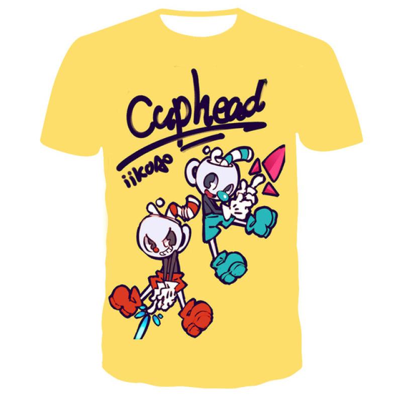 3D Cuphead Mugman Kinder T-Shirt Druck Mädchen Lustige Kleidung Jungen Kinder Tops Kinder Kleidung Baby T-shirts Männer Frauen Kleidung T-shirt 130