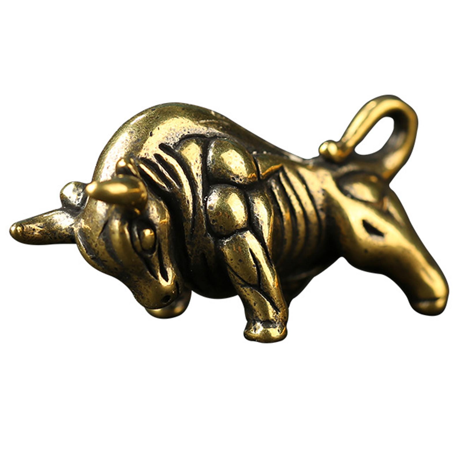 Stier/Schaf-Anhänger aus massivem Messing, 3D-Tier-Auto-Schlüsselanhänger, Schlüsselanhänger, Ornament, Skulptur, Heimbüro, Schreibtisch, dekoratives Ornament