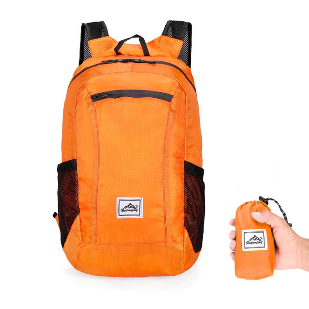 Leichter, tragbarer, faltbarer Rucksack, wasserdichter Rucksack, faltbare Tasche, ultraleichter Outdoor-Rucksack orange