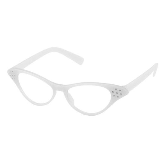 Yousheng Unisex-Brille, Retro-Kitty-Augenrahmen, transparente Linse, klare Sicht, starkes Scharnier, Halloween, Cosplay-Brille, Partys, Clubs, Brillen weiß
