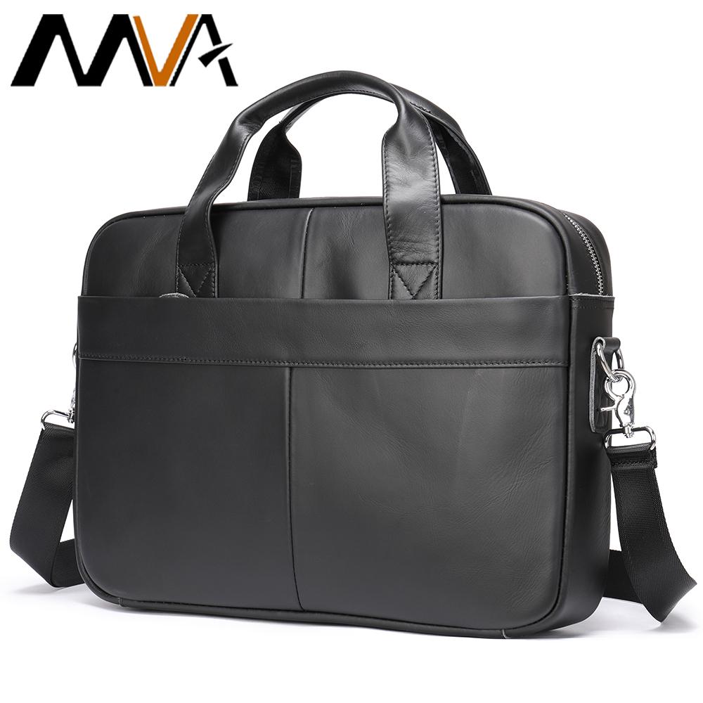 MVA Aktentasche Herren Echtleder Tasche Herren Bürotaschen für Herren Messenger Bag Laptop Business Herren Lederhandtaschen 15 Zoll 7022 schwarz