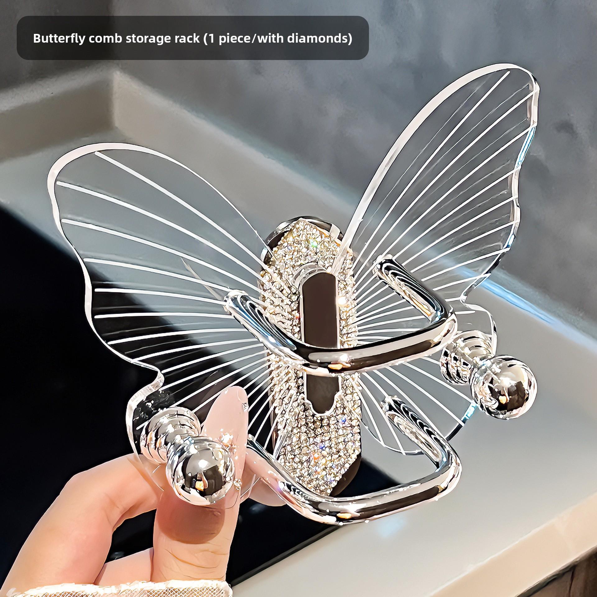 Badezimmer Kammhalter Wandmontiert Stanzfrei Badezimmer Haarband Gummiband Haarband Haargummi Aufbewahrungshaken with Diamond