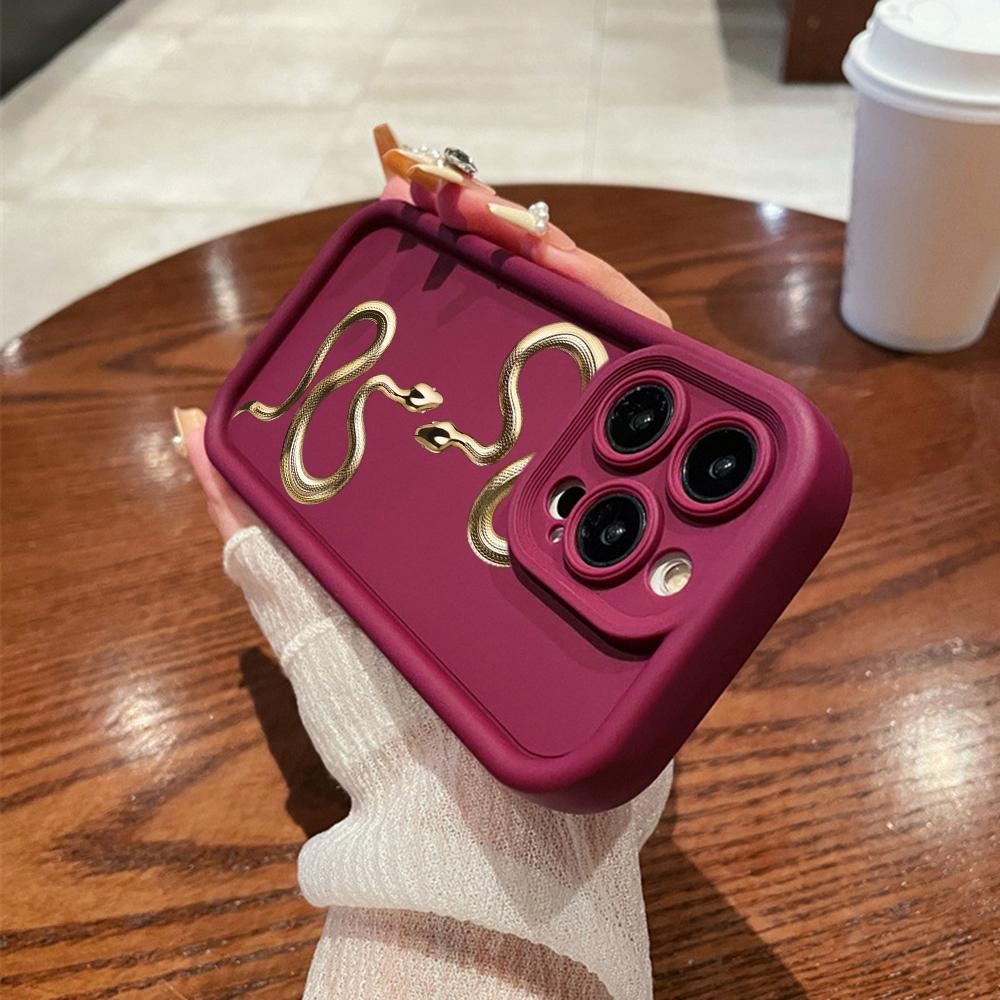 N71 Schwarz Gold Schlange Weiche Angel Eyes Telefon Fällen für iPhone 15 14 12 11 Pro Max 13 mini 7 8 6S Plus XS Max XR SE Stoßfest Stoßstange Abdeckung for iPhone 13 mini