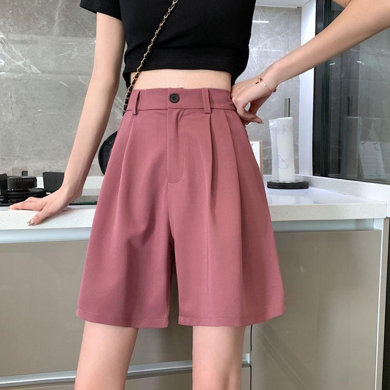 WTEMPO Sommer Damen Große Größe Anzug Shorts Hohe Taille Lockere Mode Shorts Weite Bein Shorts Lässige Shorts Anzug Shorts 3XL rosa