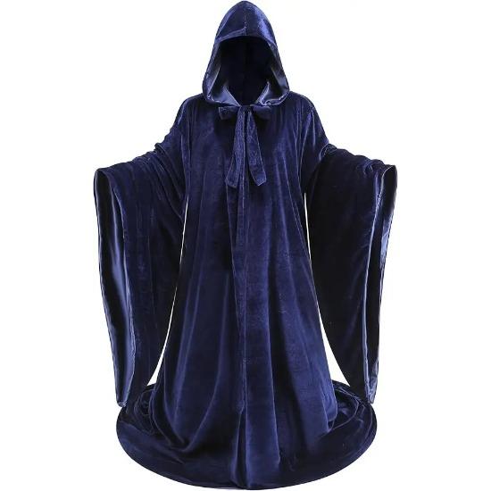 Zauberer Cosplay Kostüm Halloween Magier Cosplay Vierfarbige Outfits Roben Umhänge Halloween Requisiten Männer Männlich One Size blau