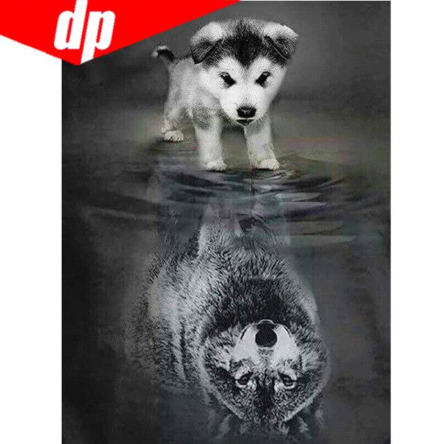 Hund Wolf Diamant Stickerei Landschaft 5d Diamant Malerei Kreuzstich Diy Runde Diamant 20X30