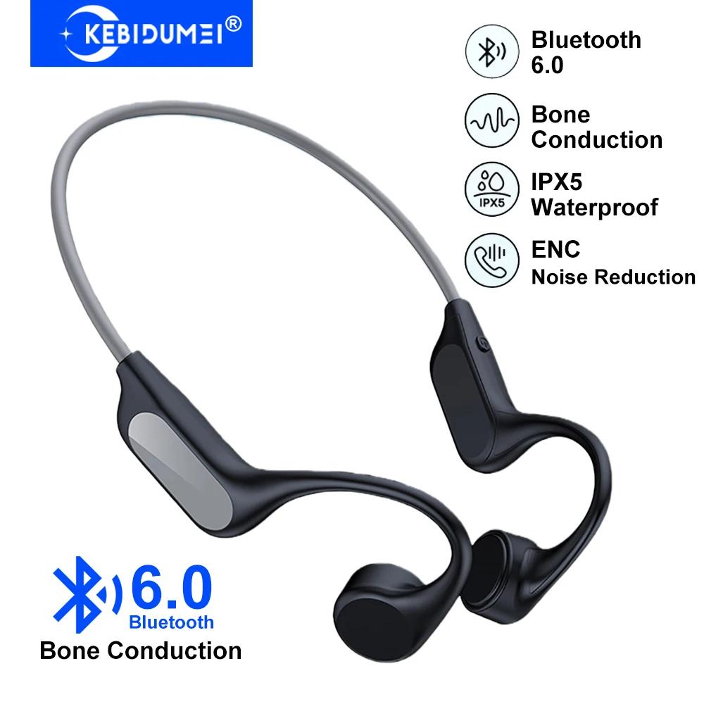 Bluetooth 6.0 Knochenschall-Kopfhörer Sportliche Kabellose Kopfhörer Nackenbügel-Headsets HiFi-Stereo ENC Geräuschunterdrückung Ohrhörer