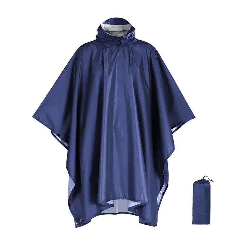 3-in-1-Outdoor-Regenmantel mit Kapuze für Fahrrad, Motorrad, Radfahren, wasserdichter Regenmantel, Regenponcho, Camping, Wandern, Reiseregenbekleidung, Zelt, Reiseregenbekleidung, Zelt navy blau