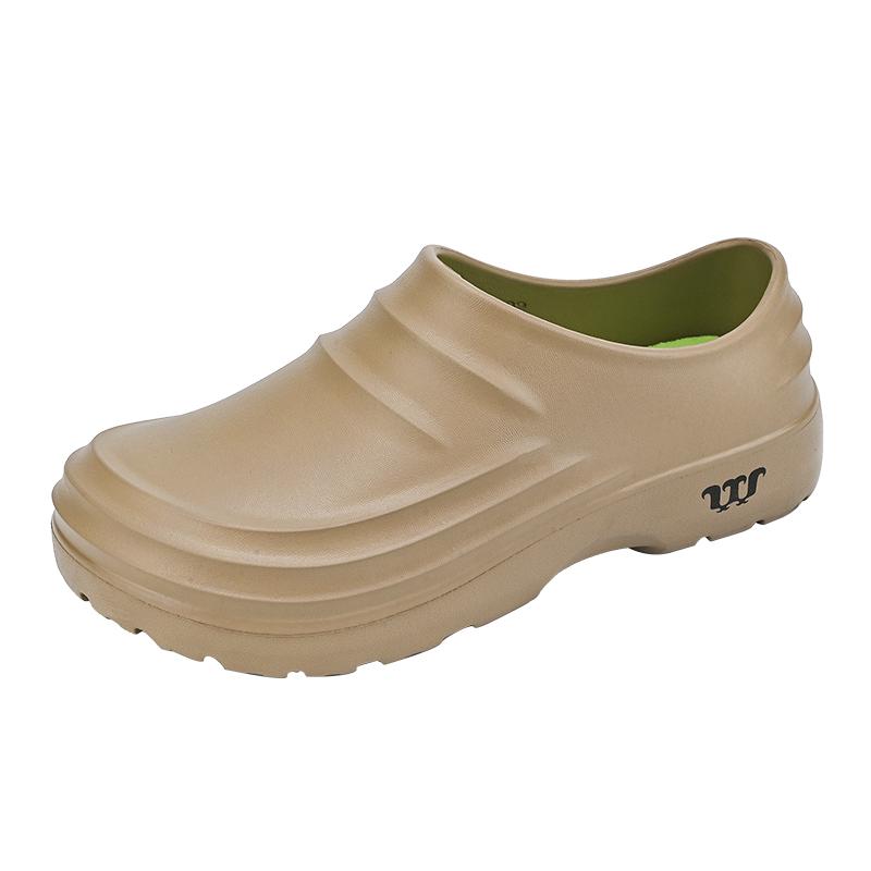 Mode Herren Kochschuhe Rutschfest und Ölbeständig Arbeitsschuhe Bequeme Slipper Lässige Küchenschuhe Ein-Schritt Mode Gartenschuhe für Strand 39 khaki