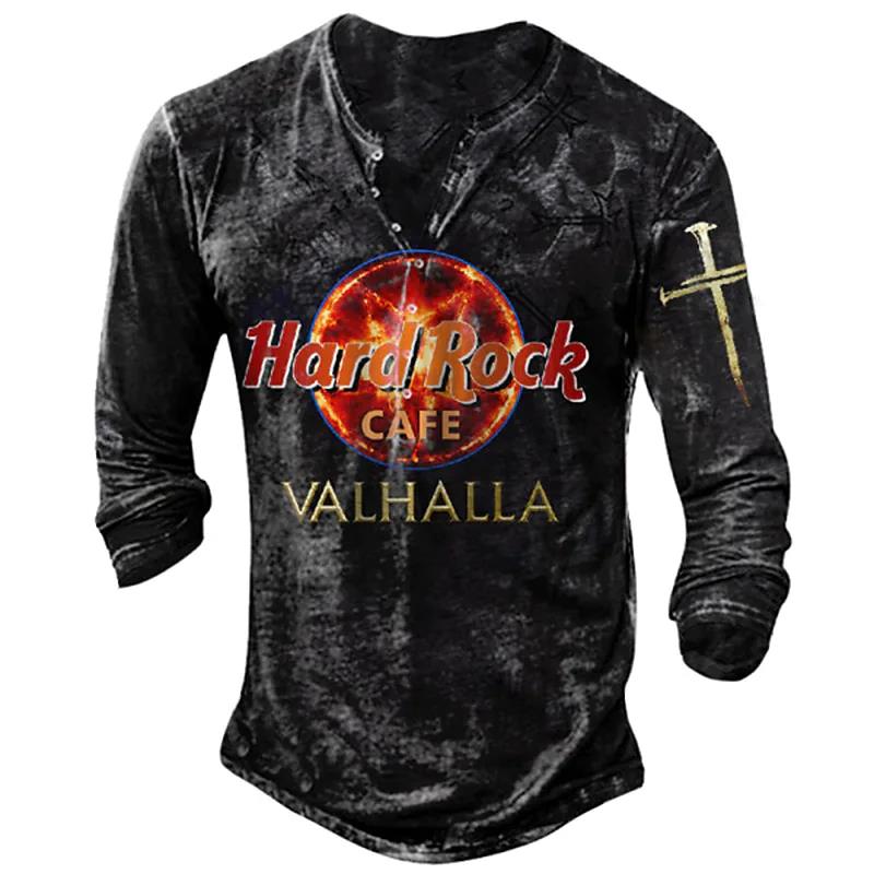 Vintage Nachahmung Baumwolle Hard Rock T Hemd 3d Biker Langarm T-shirt Übergroßen Motorrad Tops T Shirt Mann Punk Streetwear L