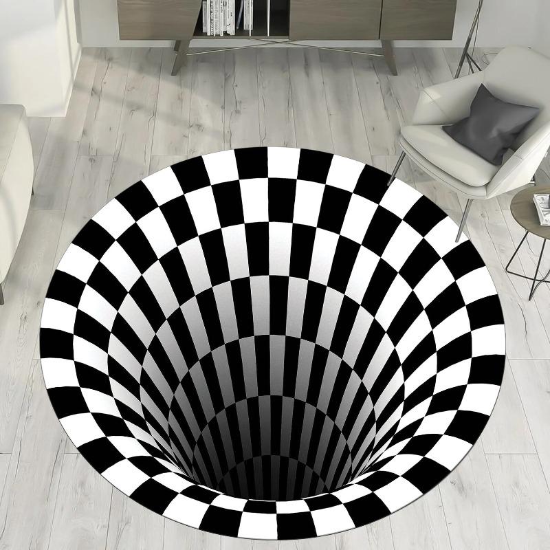 3D Vortex Teppich Illusions-Teppich Optische Täuschung Runder Teppich Beliebter Teppich Heimdeko Wohnzimmerteppiche Coole Matte Einweihungsgeschenk 80x80cm