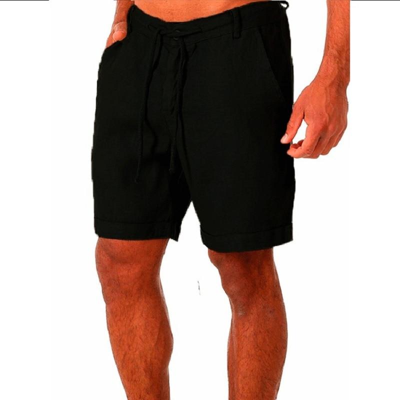 Neue männer Baumwolle Leinen shorts Hosen Männlichen Sommer Atmungs Einfarbig Leinen Hosen Fitness Streetwear S-3XL XXXL schwarz