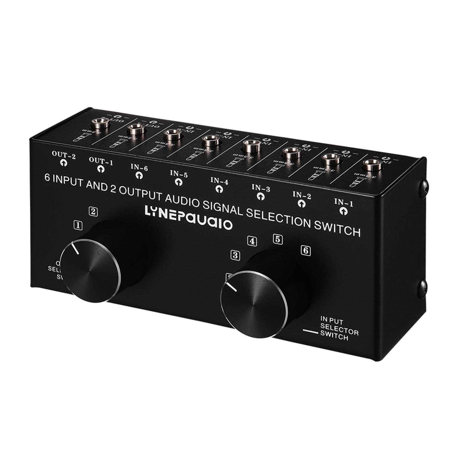 6-In-2-Out-Audio-Umschalter, Zwei-Wege-Audio-Signal-Auswahlbox, Splitter-Verteiler mit 3,5-mm-Audio 6-in-2-out 3.5mm schwarz