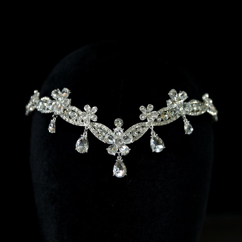 Neuer Stirnschmuckstil Luxuriös und Elegant Braut Hochzeitskrone Kopfschmuck Krone Tiara Haarschmuck Haupt-Hochzeitskleid-Accessoires gray