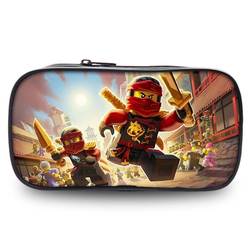 Cartoon Kinder Ninjago Federmäppchen mit leichtem Nylonmaterial für den täglichen Gebrauch schwarz
