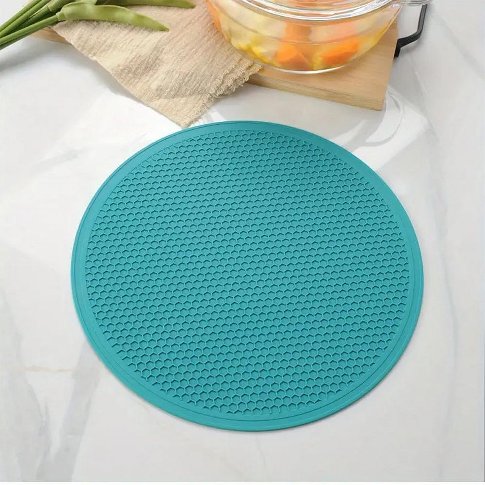 25 cm großer Silikon-Untersetzer, hitzebeständiges Tischset mit Wabenstruktur, rutschfeste Topflappen, Tischset, runde Tassenunterlage, Küchenzubehör 25cm