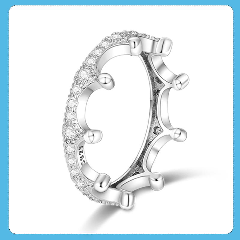 Fingerring 925 Silber klar funkelnder Kronenring Damenringe für Frauen Hochzeit Verlobung Modeschmuck 7