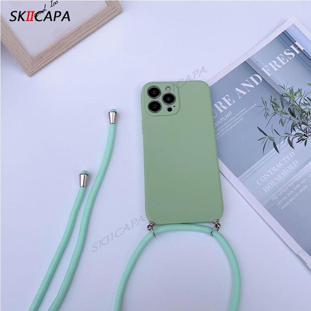 Für Xiaomi 13T Pro Weiche Lanyard Crossbody Halskette Band Schnur Kette TPU Fall Für Xiaomi 11T 12T 13T Pro 13 LITE Kamera Schutzhülle Silikon Abdeckung For xiaomi 13T Pro grün