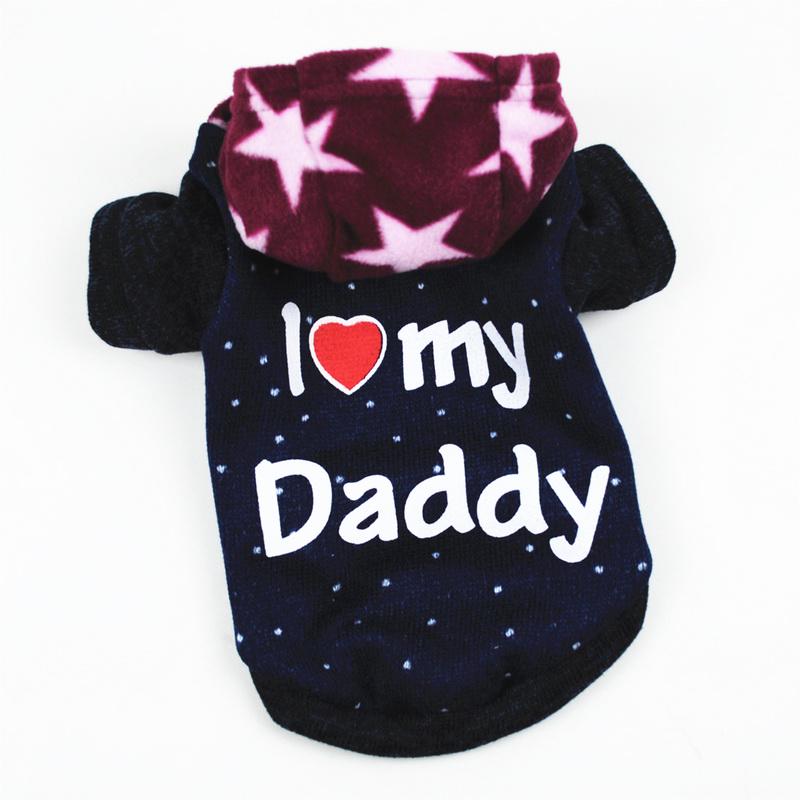 Haustier-Kleidung, süßer Brief-Design, Kapuzenpullover, warmer Winter-Fleece-Pullover, lässiges Haustier-Hundebekleidungszubehör M dunkelblau