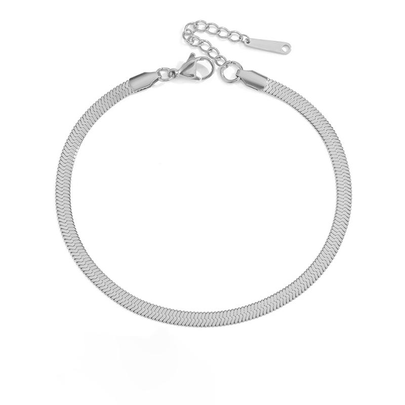 4 mm Schlangenkette Fußkettchen für Damen und Mädchen, verstellbare Sommer-Strandkette, Fußkettchen, Muttertagsgeschenke, Edelstahl, nicht allergisch silber