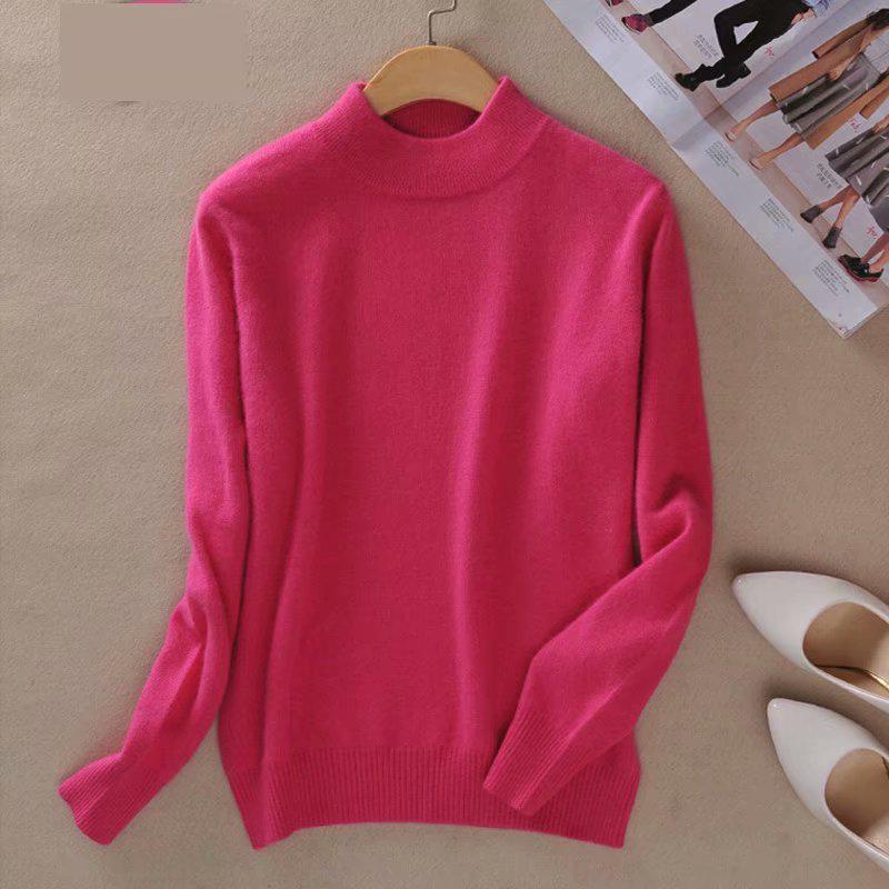 CANVAUS Damen Pullover Pullover Pullover Damen Pullover Pull Femme Halber Rollkragen S-3XL 3XL rose rot