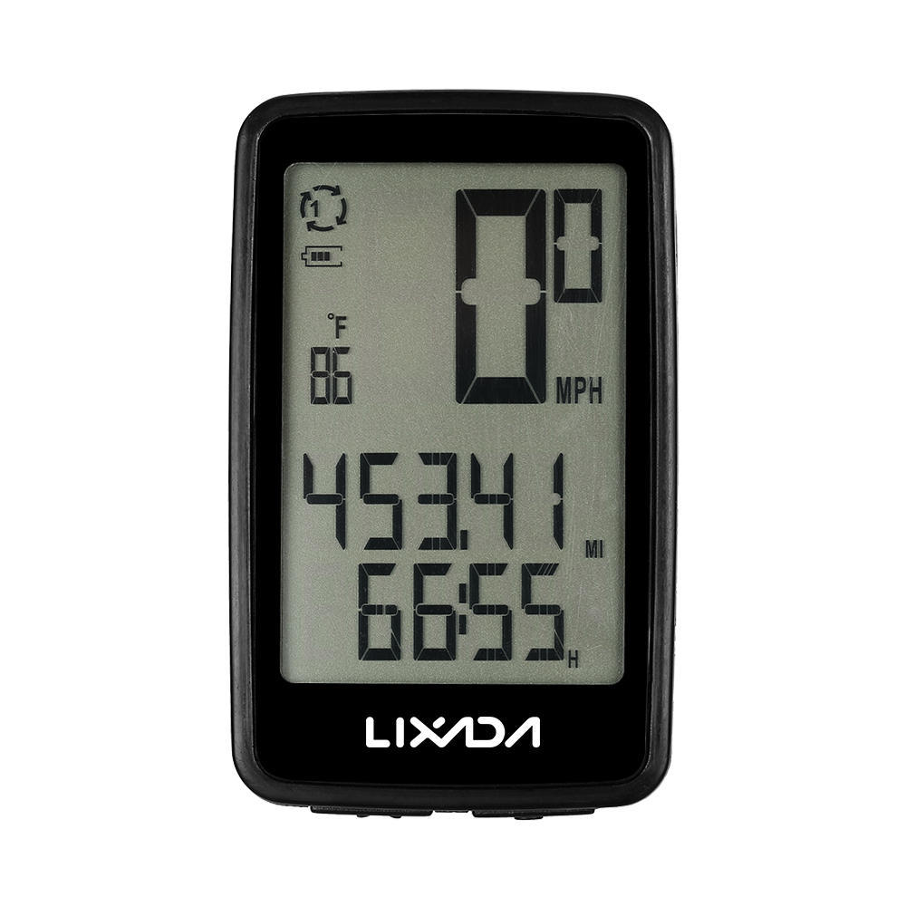 Lixada USB wiederaufladbarer kabelloser Fahrrad-Fahrradcomputer mit Fahrrad-Tachometer und Kilometerzähler schwarz