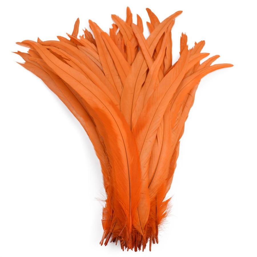 100 Stück 25-40 cm Hahnenfedern Hochzeit Basteln DIY Naturfeder Handarbeit Party Feder Karneval Kopfschmuck Dekoration 35-40cm orange