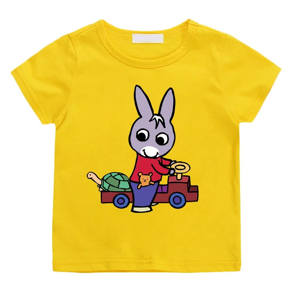 Lane Trotro 100% Baumwolle Cartoon T-Shirt Jungen Mädchen T-Shirt Sommer T-Shirts Bequem Hohe Qualität Rundhals Tops Kinderkleidung 110 gelb